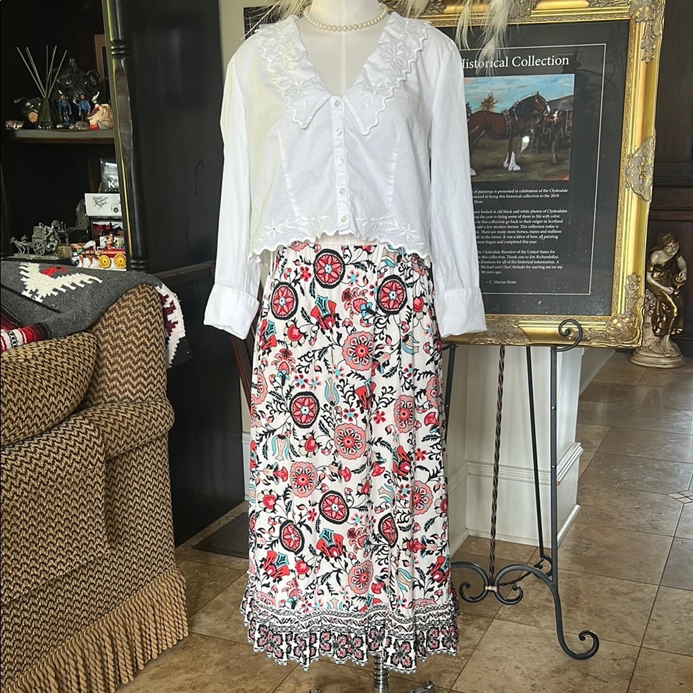 NWT Tahari Garden Party Maxi Skirt Sz M Ivory